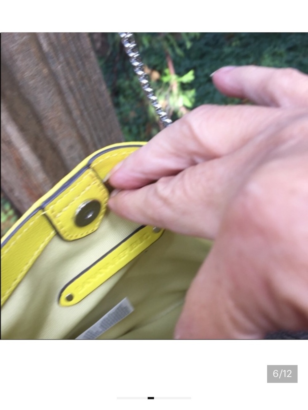 Banana Republic Neon Yellow Leather Crossbody with Silver Chain - Picture 5 of 10